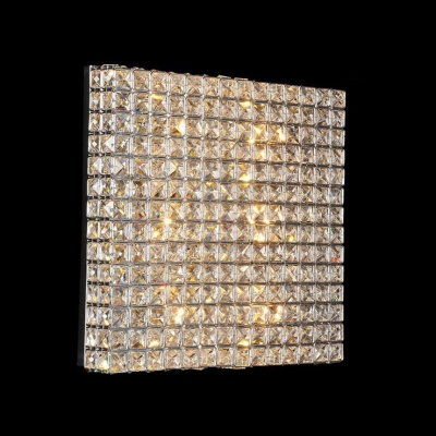 Elegantly Square Chrome and Crystal Flush Mount Embedded by Bright Crystal Beads