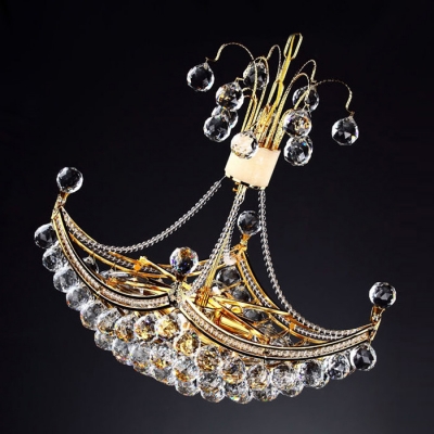 Golden Corona Style Crystal 6-Light Chandelier Pendant Light Hanging Crystal Spheres