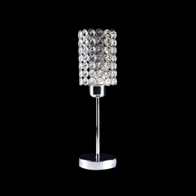 Graceful Table Lamp Features Chrome, Cylinder Crystal Table Lamp