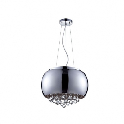 Gracefully Smoky Glass Round Shade Chrome Finished Modern Pendant Light Hanging Crystal Balls
