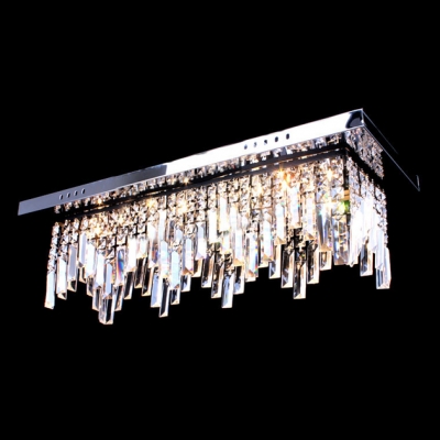 Grand and Elegant Island Pendant Light Adorned with Strong Stainless Steel Base and Fringe Clear Crystals