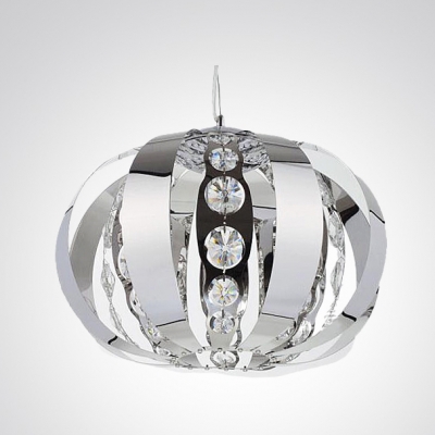 Pendant Chandelier Alive with Crystal Center and Gleaming Steel Accents Complete Sophisticated Look