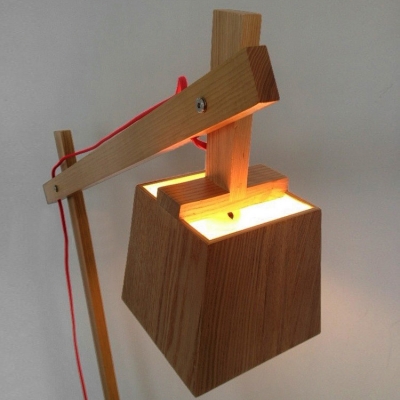 All Wood Adjustable Designer Table Lamp in Natural Style