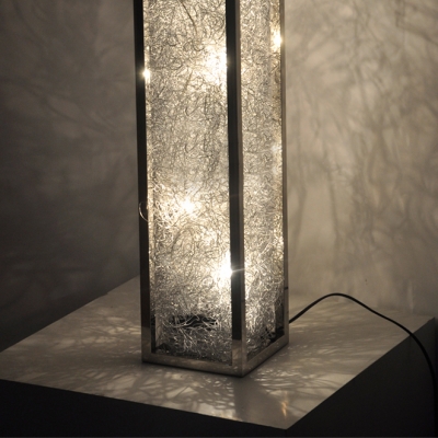 Aluminum Wire Adorned Long Standing Rectangle Floor Lamp