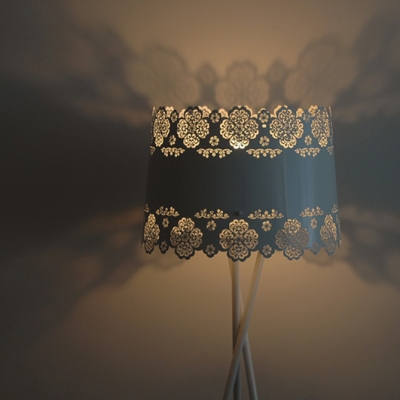 Brilliant Design Tripod Base and Flower Carved Designer Floor Lamp