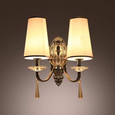 Delicate Back Plate and White Empire Fabric Shade with Black Edging Add Charm to Wall Sconce