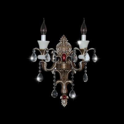 Elegant European Style Two Light Clear Crystal Wall Light Fixture