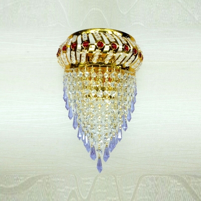 Fabulous Contemporary Royal Gold Finish Three-light Wall Sconce with Various Crystals