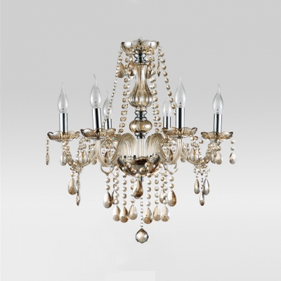 Glittering Clear Crystal Strands and Beads Cascades 6-Light Traditional Style Chandelier