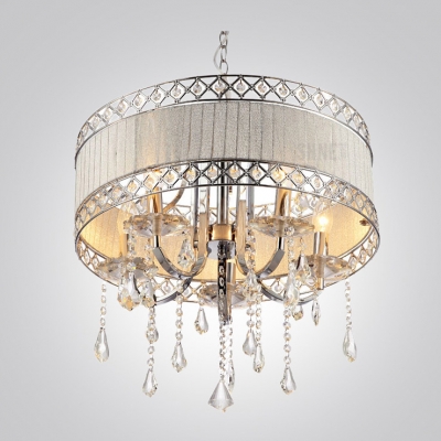 Hnad-Cut  Crystal Pendaloques Modern Drum Shade Electroplated 19.6