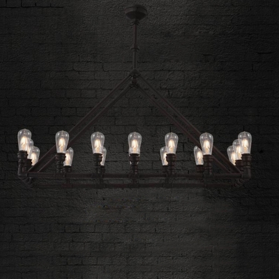 

16 Light Large Industrial 1 Tier Chandelier in Black, HL372223