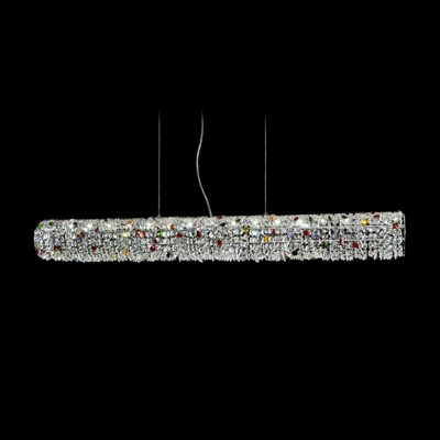 Lush and Bold Multi-Colored Crystals Embedded Round Rod LED Pendant Lighting