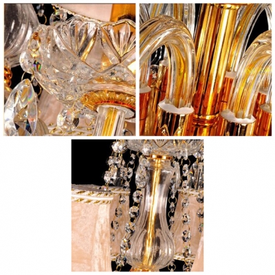 Luxurious Golden Light Handcut Crystal Pendants and Chains Candle Style Chandelier