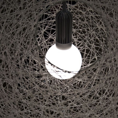 Mini Black Linen Wire Globe Suspension Pendant Light