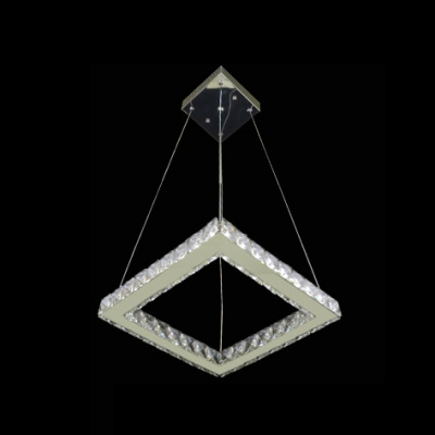 Modern and Elegant Square Large Pendant Light Accented by Hand Cut Crystal Beads