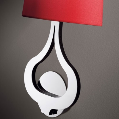 Modern Chrome Finished Frame and Classic Fabric Shaded Designer Wall Light