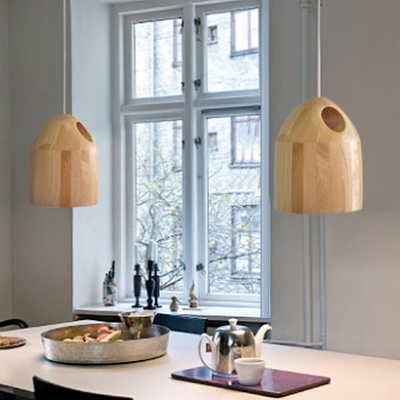 Natural Style Solid Wood Designer Mini Pendant Light for Dining Room