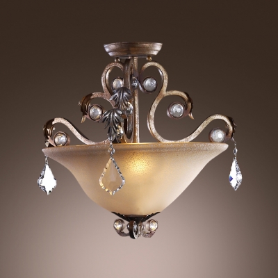 Olde Silver Finish and Faceted Crystal Drops Create Graceful Outline for Stunning Semi Flush Ceiling Light