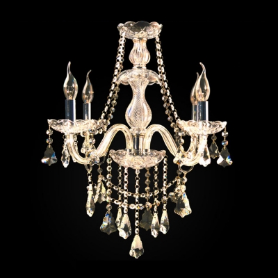 Opulent Strands of Clear Rock Crystal 4-Light Bedroom Light Chandelier
