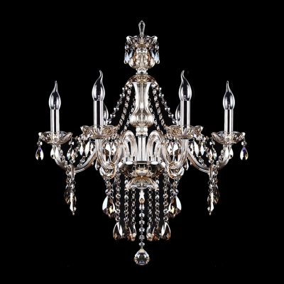 Pure Elegance Amber Crystal Chain and Droplet Chandelier Ceiling Light