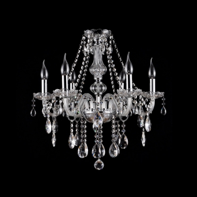 Six-Light Gorgeous Clear Crystal Droplets Traditional and Brilliant Chandelier