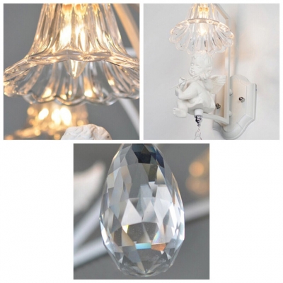 Sparkling Crystal Single Light Wall Sconce Features Elegant White Finish