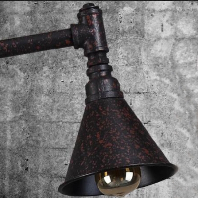 Three Lights Industrial Retro Pipe Accent Floor Lamp with Cone Shades