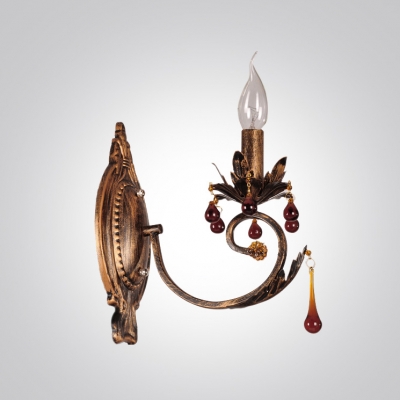 Traditional Wrought Iron Wall Sconce Featured Delicate Scuplture and Strolling Arm