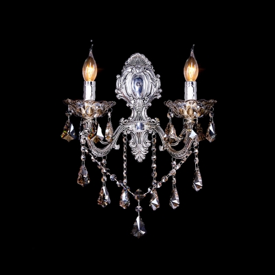 Two Light Shining Fabulous  European Style Lead Crystal Wall Sconce