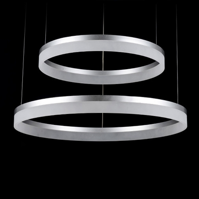 Two Tiers Modern Silver Simple LED Round Pendant in