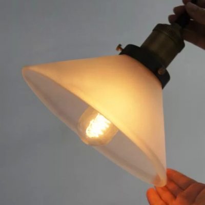 1-light LOFT Cone Shaped Frosted Glass LED Mini Pendant Lamp