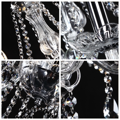 12-Light Purity and Harmony Clear Crystal Chandelier Hanging Plentiful Strands and Drops