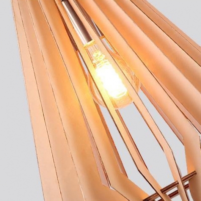Adjustable Chain with 15.7”High Fixture Wonderful Wood Design Pendant Light