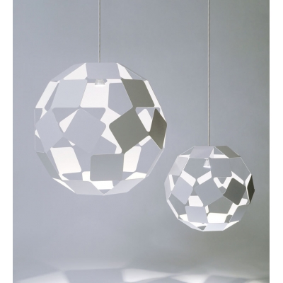 Ball Shape Metal Hollow-out Pendant Light in White