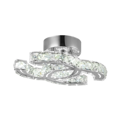 Brilliant Design Double Crystal Rings Flush Mount Lighting Shine with Sparkling Crystal Beads White Light