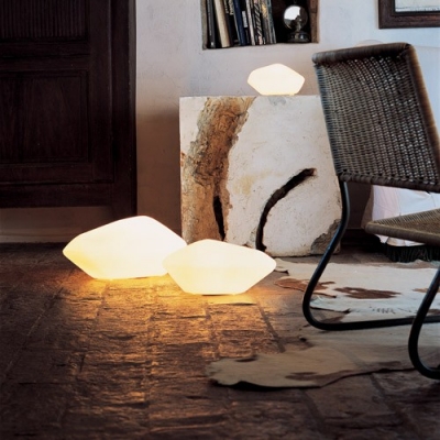 Contemporary and Novelty Stone Design Table Lamp With Hand-Blown Glass