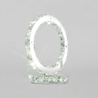 Contemporary Style Table Lamp Features Circle Frame Mounted with  Crystal Beads