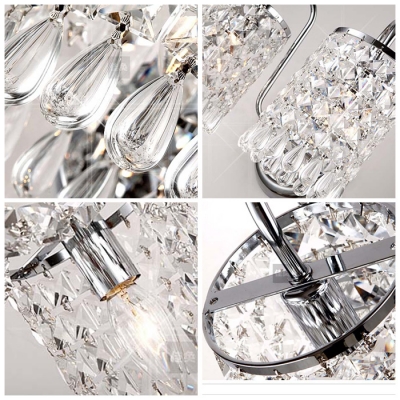 Contemporary Wall Sconce Features Shining Crystals Matched with Chrome FInish Details