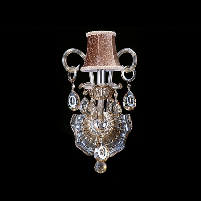 Delicate Wall Plate and Graceful Arm Embellished with Clear Crsytal to Single-light Wall Sconce.