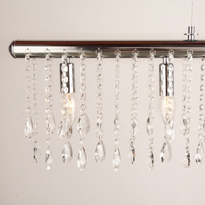 Distinctive Suspension Style Ceiling Light Features Strands of Clear Crystal Beads