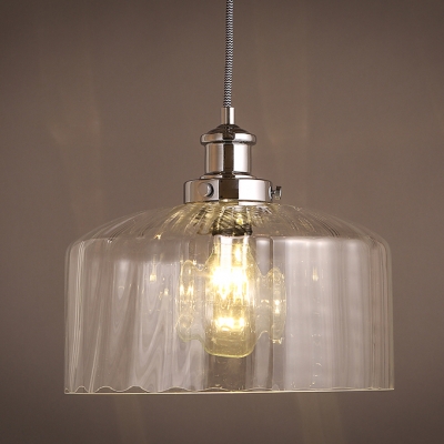 Drum Shape Clear Glass Mini Pendant Light