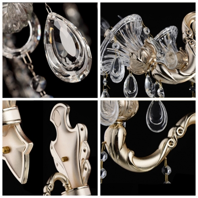 Exquisite Clear Crystal Plate and Droplets Add Elegance to Graceful Single Light Wall Scocne