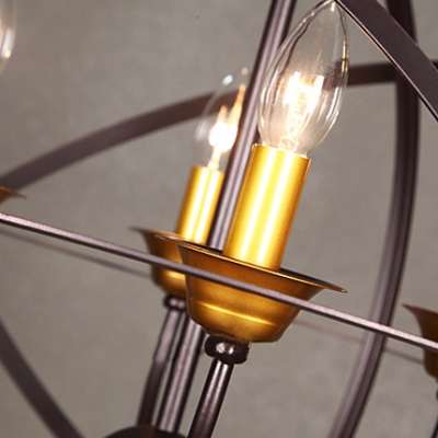 Industrial LED Orb Chandelier in Candelabra Style, Four light