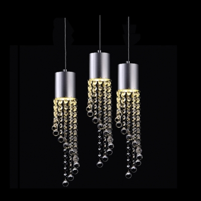 Make Statement with Exclusive Pendant Chandelier Featuring Three Chrome Finish Cascading Crystal