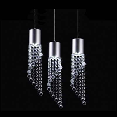 Make Statement with Exclusive Pendant Chandelier Featuring Three Chrome Finish Cascading Crystal