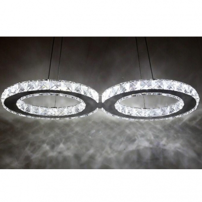 Modern Chrome Finished LED Chandelier Crystal Ring Cord Pendant  Lights