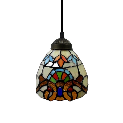 Renaissance Pattern Baroque Tiffany Art Stained Glass Style Mini Pendant Light