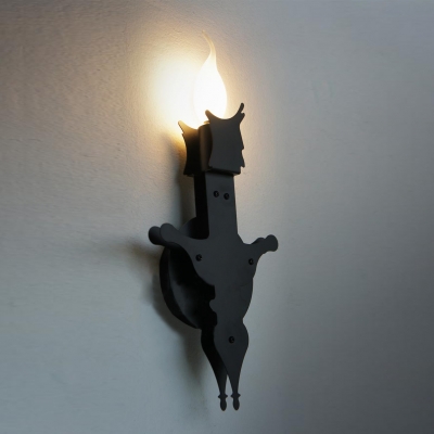 Retro Single Candle-lighted Wall Gun Light in Black
