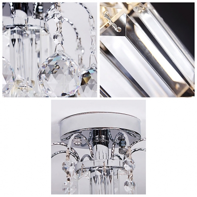 Striking Semi-flushmount Ceiling Light Fixture Features Hand-cut Lead Crystal Center and Balls