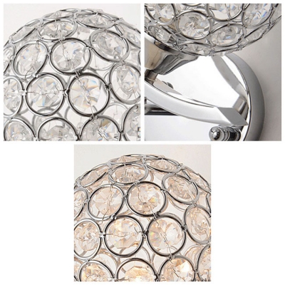 Striking Torch-like Single Light Beautiful Crystal Beads and Wrought Iron Frame Composed Lavish Wallchiere